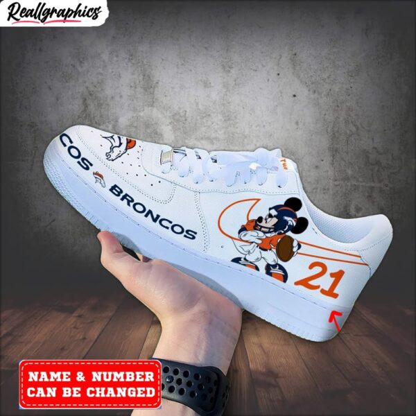 custom denver broncos mickey air force 1 sneaker, broncos merchandise