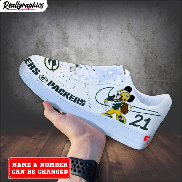 custom green bay packers mickey air force 1 sneaker, green bay packers unique gifts