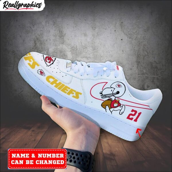 custom kansas city chiefs snoopy air force 1 sneaker, chiefs fan gears