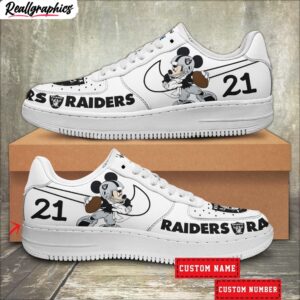 custom las vegas raiders mickey air force 1 sneaker, raiders unique gifts