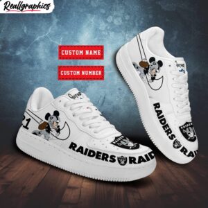 custom las vegas raiders mickey air force 1 sneaker, raiders unique gifts