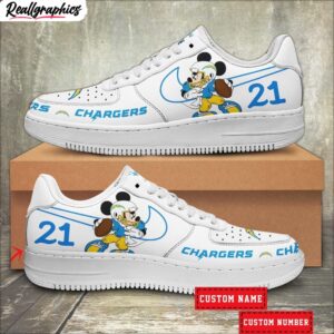 custom los angeles chargers mickey air force 1 sneaker, chargers team gifts