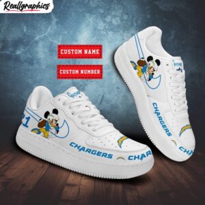 custom los angeles chargers mickey air force 1 sneaker, chargers team gifts