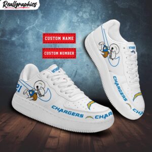 custom los angeles chargers snoopy air force 1 sneaker, los angeles chargers gifts for fans