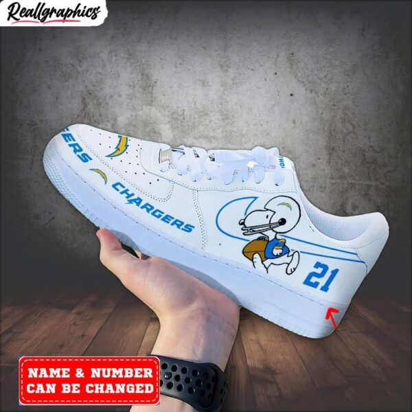 custom los angeles chargers snoopy air force 1 sneaker, los angeles chargers gifts for fans