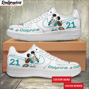 custom miami dolphins mickey air force 1 sneaker, dolphins footwear