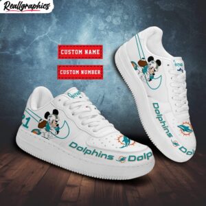 custom miami dolphins mickey air force 1 sneaker, dolphins footwear