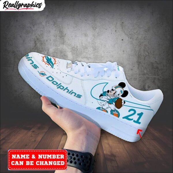 custom miami dolphins mickey air force 1 sneaker, dolphins footwear