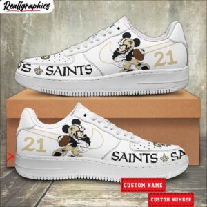 custom new orleans saints mickey air force 1 sneaker, saints footwear