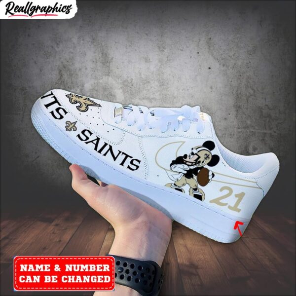 custom new orleans saints mickey air force 1 sneaker, saints footwear