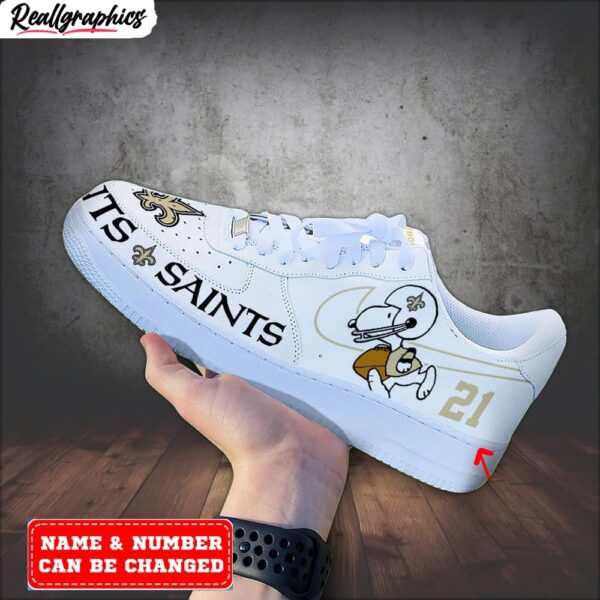 custom new orleans saints snoopy air force 1 sneaker, saints gifts for fans