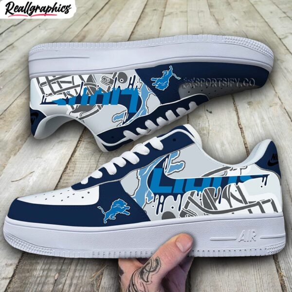 detroit lions nike drip logo design air force 1 shoes, lions merch