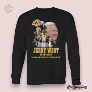 los angeles lakers jerry west 1938 2024 thank you for the memories unisex shirt, lakers gear