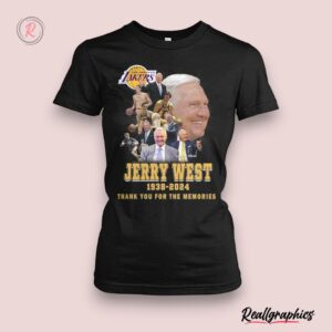 los angeles lakers jerry west 1938 2024 thank you for the memories unisex shirt, lakers gear