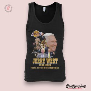 los angeles lakers jerry west 1938 2024 thank you for the memories unisex shirt, lakers gear