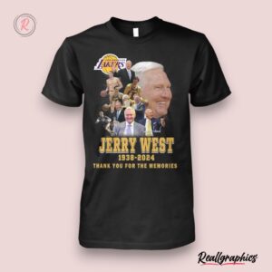 los angeles lakers jerry west 1938 2024 thank you for the memories unisex shirt, lakers gear