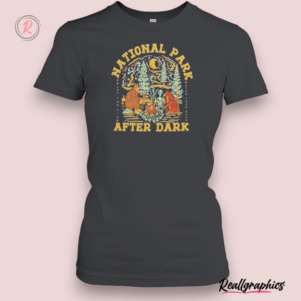 national park after dark cryptid campfire shirt