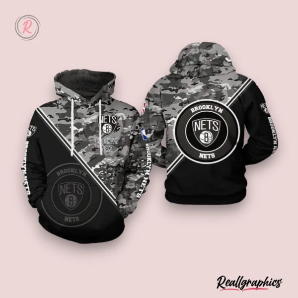 nba brooklyn nets black camo pullover hoodie, brooklyn nets merchandise