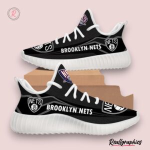 nba brooklyn nets black gray reze sneakers, nets gear