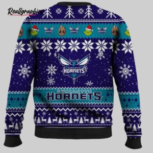 nba charlotte hornets baby groot and grinch best friends ugly christmas sweater, charlotte hornets gifts