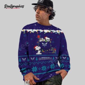 nba charlotte hornets dark purple teal snoopy ugly christmas sweater, charlotte hornets unique gifts