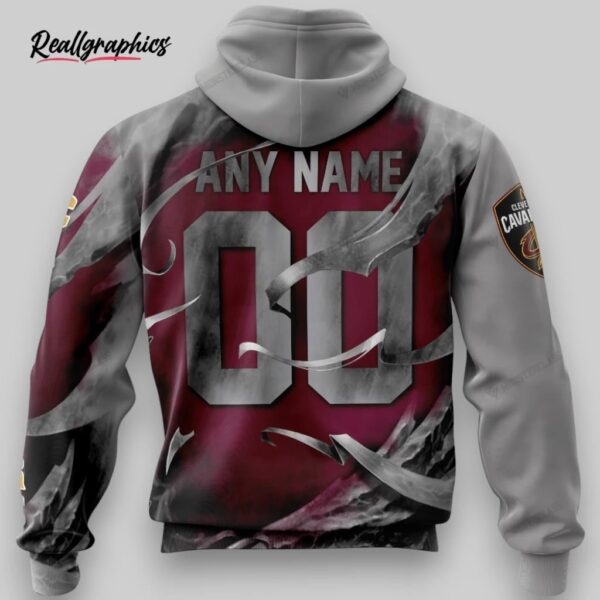 nba cleveland cavaliers custon name number wine gray skull pullover hoodie, cavaliers gear