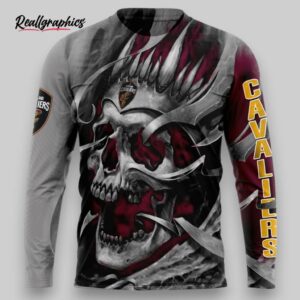 nba cleveland cavaliers custon name number wine gray skull sweatshirt, cleveland cavaliers gifts for fans