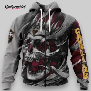 nba cleveland cavaliers custon name number wine gray skull zip up hoodie, cleveland cavaliers gifts for fans