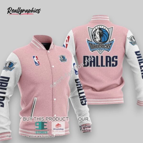 nba dallas mavericks pink white baseball jacket, mavericks merch