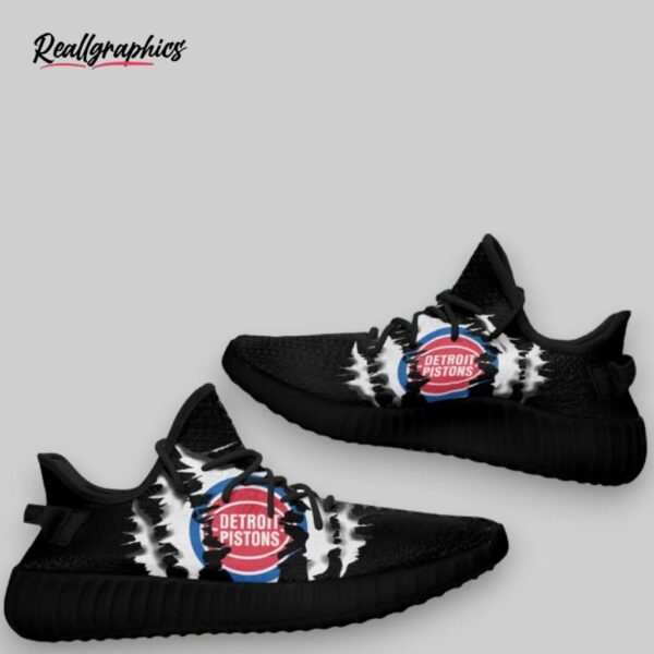 nba detroit pistons black scratch yeezy boost sneakers, pistons gifts for fans