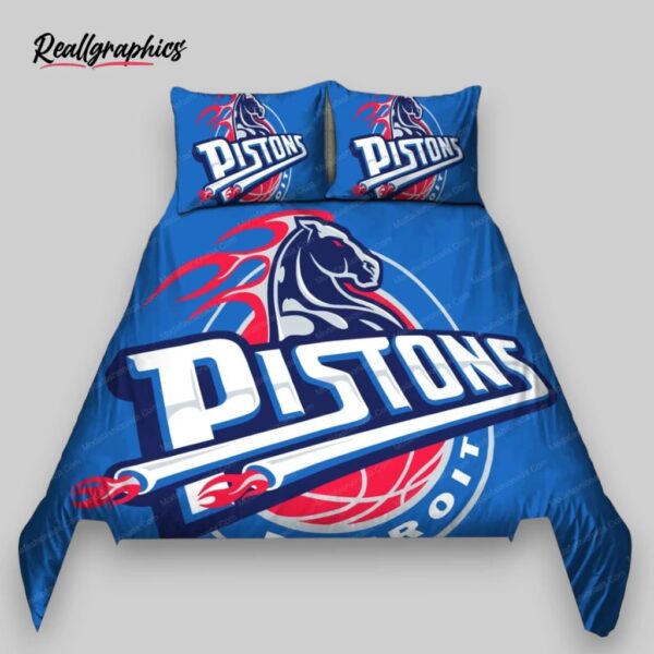 nba detroit pistons blue 2001 2005 logo bedding set, pistons merch