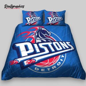 nba detroit pistons blue 2001 2005 logo bedding set, pistons merch