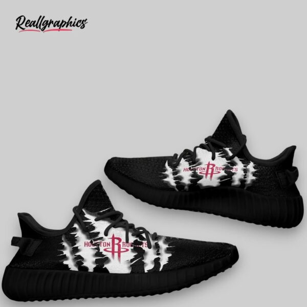 nba houston rockets black scratch yeezy boost sneakers, houston rockets gifts for fans