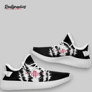 nba houston rockets black scratch yeezy boost sneakers, houston rockets gifts for fans