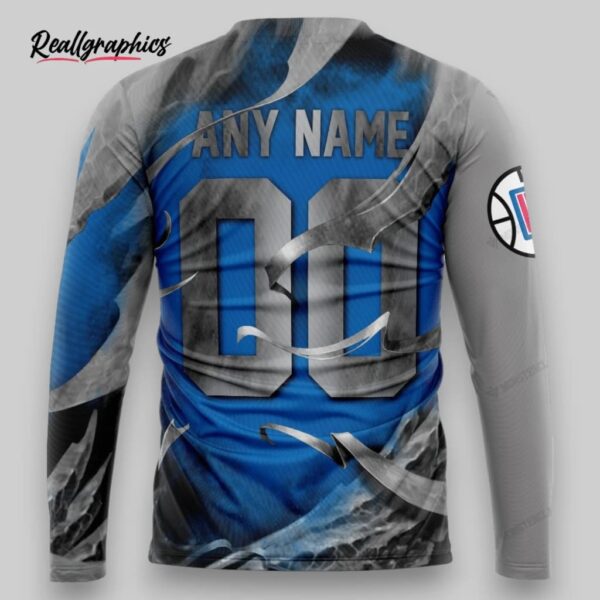 nba los angeles clippers custom name number gray blue sweatshirt, los angeles clippers gear