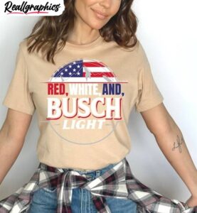 red white and busch light shirt, busch light tee tops sweater