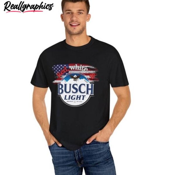 red white and busch light shirt, busch light tee tops sweater