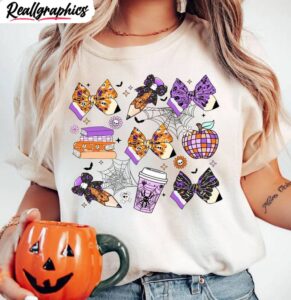 teacher halloween pencil unisex hoodie, halloween coquette bow long sleeve tee tops