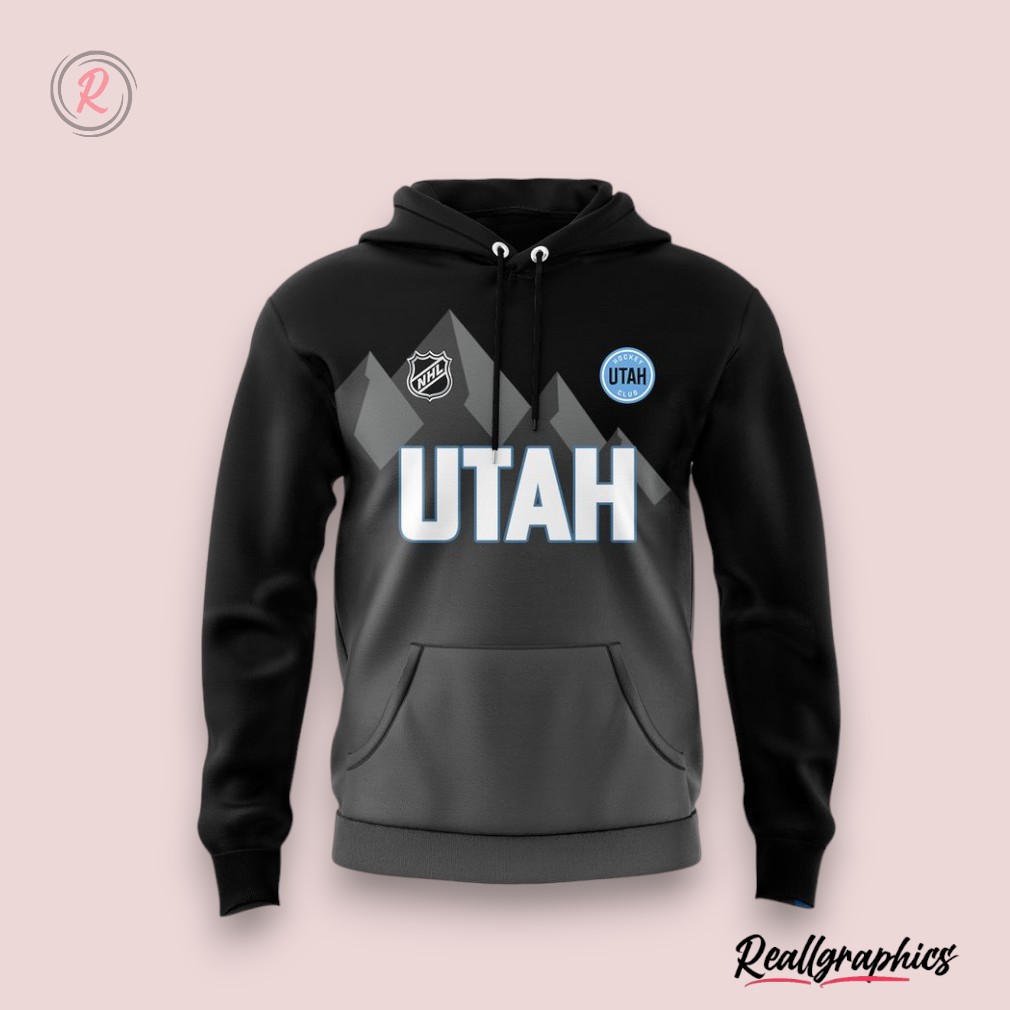 utah hockey club 2024 2025 3d hoodie   black