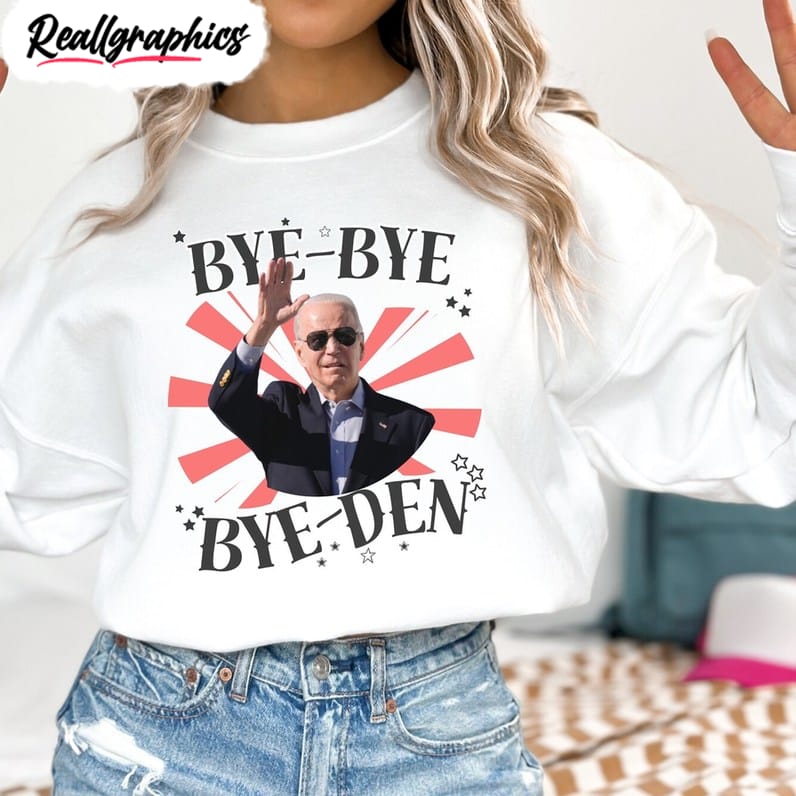 bye bye bye-den shirt, biden drops out white house short sleeve crewneck